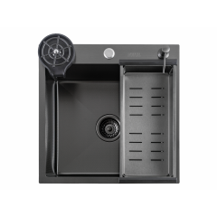 Кухонная мойка FUTUR FK 5050 Eco Embossing Pop-up Rinzer plus (Black Nano)