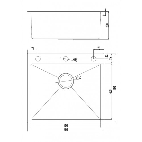 Кухонная мойка FUTUR FK 5550 Eco Embossing Pop-up Rinzer plus (Black Nano)