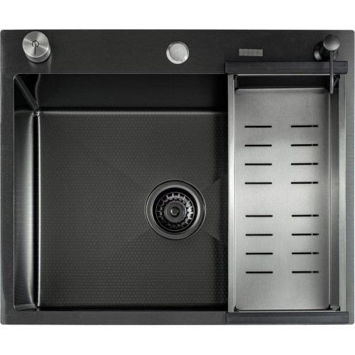 Кухонная мойка FUTUR FK 5050 Eco Embossing Pop-up Mixer plus (Black Nano)