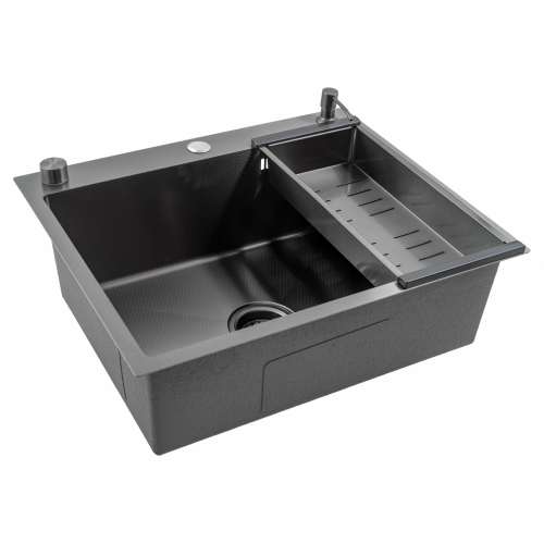 Кухонная мойка FUTUR FK 6050 Eco Embossing Pop-up Mixer plus (Black Nano)