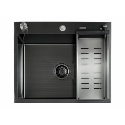 Кухонная мойка FUTUR FK 5050 Eco Embossing Pop-up (Black Nano) Mixer plus RAGLO R86.41.09