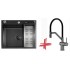 Кухонная мойка FUTUR FK 5050 Eco Embossing Pop-up (Black Nano) Mixer plus RAGLO R86.41.09