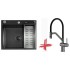 Кухонная мойка FUTUR FK 6050 Eco Embossing Pop-up (Black Nano) Mixer plus RAGLO R86.41.09