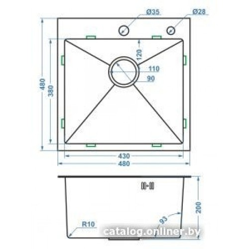 Кухонная мойка FUTUR FK 4848 ECO (Satin) Embossing