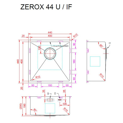 Кухонная мойка Zorg Zerox 44 U / IF PVD GOLD