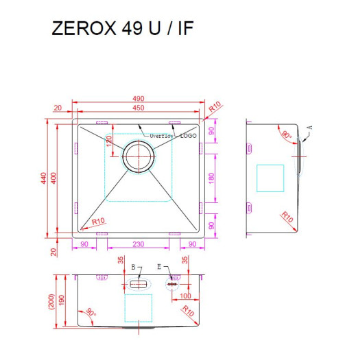 Кухонная мойка Zorg Zerox 49 U / IF ZURINOX STEEL