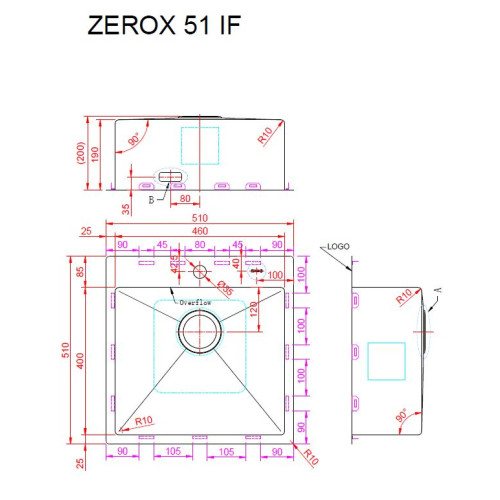 Кухонная мойка Zorg Zerox 51 IF PVD GOLD