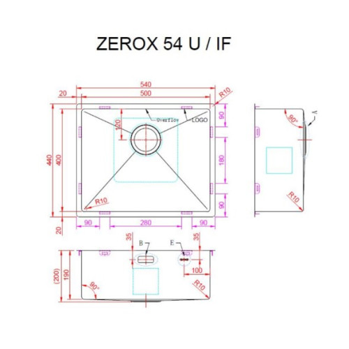 Кухонная мойка Zorg Zerox 54 U / IF STEEL