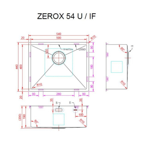 Кухонная мойка Zorg Zerox 54 U / IF ZURINOX STEEL