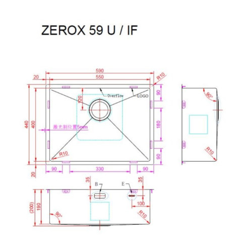Кухонная мойка Zorg Zerox 59 U / IF PVD GOLD