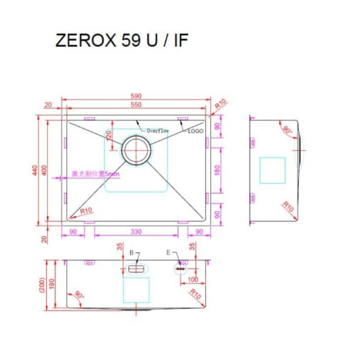 Кухонная мойка Zorg Zerox 59 U / IF PVD GUNBLACK