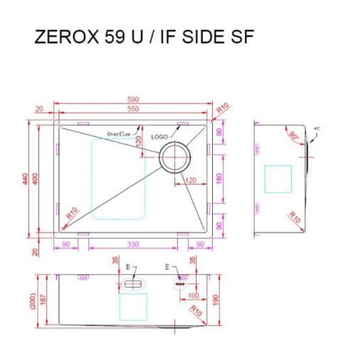 Кухонная мойка Zorg Zerox 59 U / IF SIDE SF PVD GOLD