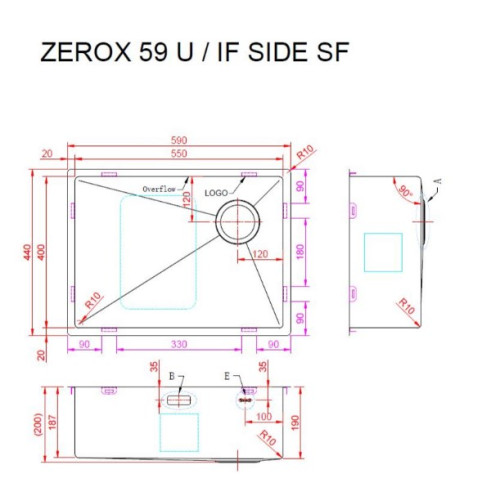 Кухонная мойка Zorg Zerox 59 U / IF SIDE SF STEEL