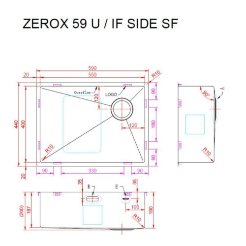 Кухонная мойка Zorg Zerox 59 U / IF SIDE SF ZURINOX STEEL