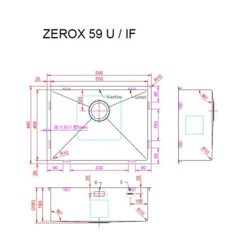 Кухонная мойка Zorg Zerox 59 U / IF STEEL