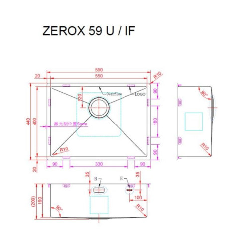 Кухонная мойка Zorg Zerox 59 U / IF ZURINOX PVD GUNBLACK