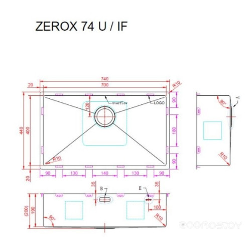 Кухонная мойка Zorg Zerox 74 U / IF STEEL