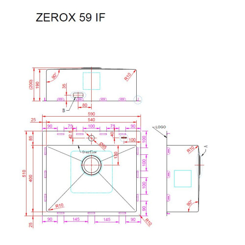 Кухонная мойка Zorg Zerox 59 IF PVD GOLD