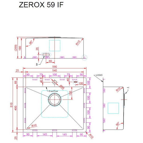 Кухонная мойка Zorg Zerox 59 IF PVD GUNBLACK