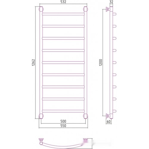 Полотенцесушитель Сунержа Галант+ 1200x500 00-0200-1250