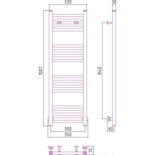 Полотенцесушитель Сунержа Модус 1000x300 00-0250-1030