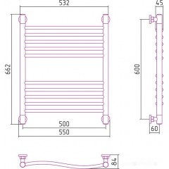 Полотенцесушитель Сунержа Флюид+ 600x500 00-0222-6050
