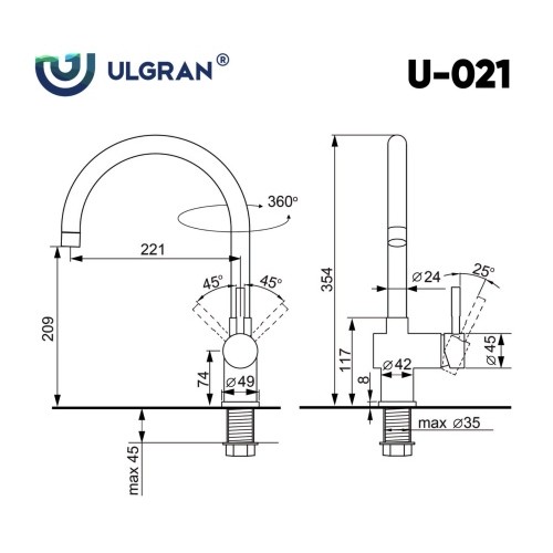 Смеситель Ulgran U-021-308 (черный)