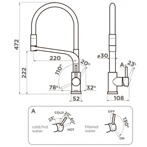 Смеситель Omoikiri Sinto 2 Plus-LG-BL (светлое золото/черный)