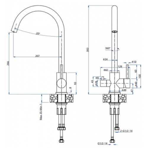 Смеситель GranFest QUARZ GF-Z5420 черный
