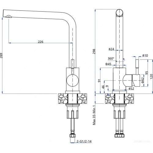 Смеситель GranFest QUARZ GF-Z5411 (серый)