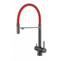 Смеситель Zorg Asgard Premium Pvd Gunblack Red hose