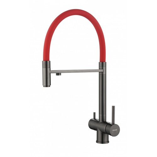 Смеситель Zorg Asgard Premium Pvd Gunblack Red hose