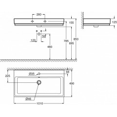 Умывальник Grohe 3938600H с гигиеническим покрытием 101x49