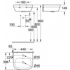 Умывальник Grohe 3932400H с гигиеническим покрытием 44.9x39.6