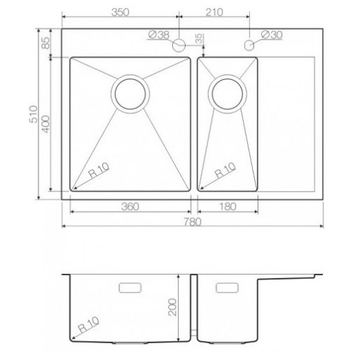 Кухонная мойка Omoikiri Akisame 78-2-IN-L