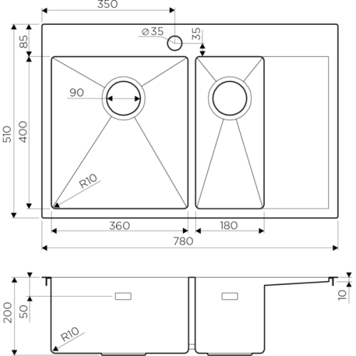 Кухонная мойка Omoikiri Akisame 78-2-LG-L