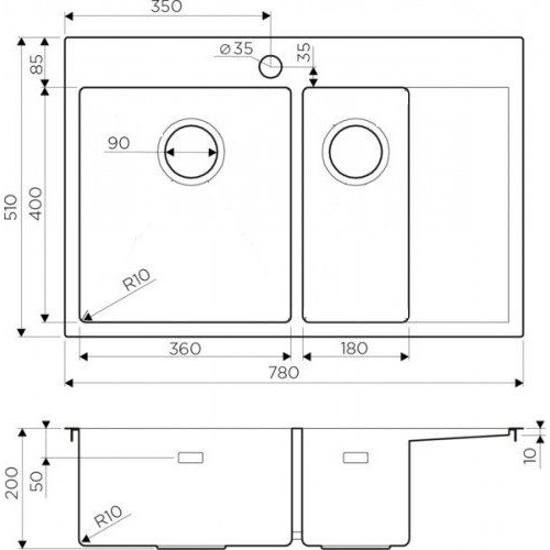 Кухонная мойка Omoikiri Akisame 78-2-IN-R