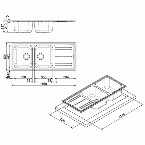 Кухонная мойка Smeg LZ116B
