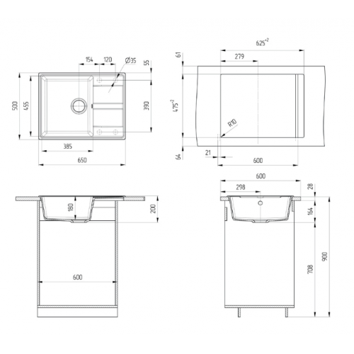 Кухонная мойка Maunfeld Lacrima 650 MFQS-650DGR